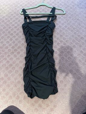 Forever 21 Black Ruched Bodycon Dress - Women's Slim Fit